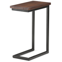 WyndenHall Rhonda Metal C Side Table - 18 W x 10 D x 24 H Natural Stained Wood, Metal Wood, Metal Solid Wood Wood