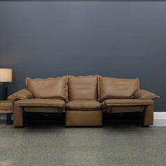Portland Electric Reclining 3 Seater Tan Leather