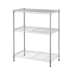Hyper Tough Steel 3-Tier Storage Shelf Unit 30.6"H x 23.2"W x 13.4"D, 750lb Total Capacity, Chrome