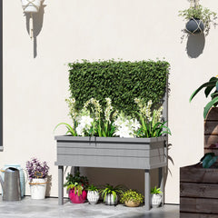 GHooa Raised Garden Bed with Trellis for Climbing Plants 41.25" W x 17.75" D x 55" H-Gray