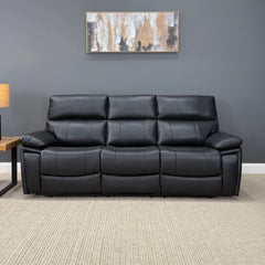 Parkes 3 Seater Electric Sofa Black Leather