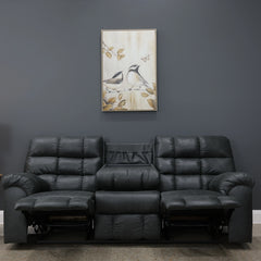 Waldara Reclining Sofa w/ Drop Down Table Charcoal
