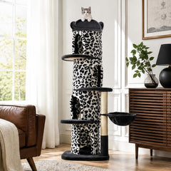 68.5" Forest Cat Tree Tower with 4 Condos & Flower Top Bed, Brown