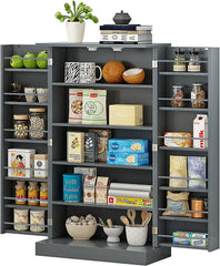 HOMEFORT 41" Kitchen Pantry, Farmhouse Pantry Cabinet, Storage Cabinet with Doors and Adjustable Shelves 41" H x 23.2" W x 12" D (White)