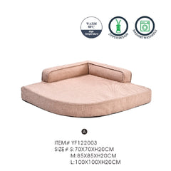 Dog Sofa Beds Imitation Linen Fabric Cushioned Pet Bed