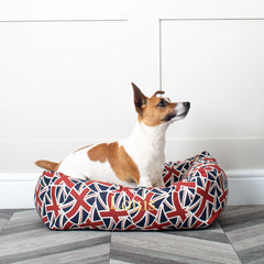 Cozy & Calming Puppy Cage Bed in Union Jack