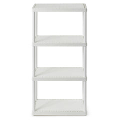 Gracious Living 4 Shelf Fixed Height Solid Light Duty Resin Storage Unit 24 x 12 x 48", White (4 Pack)