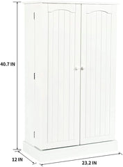 HOMEFORT 41" Kitchen Pantry, Farmhouse Pantry Cabinet, Storage Cabinet with Doors and Adjustable Shelves 41" H x 23.2" W x 12" D (White)
