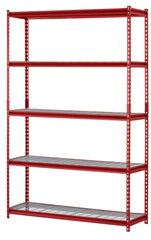 Muscle Rack 48"W x 24"D x 72"H 5-Shelf Steel Shelving, Red