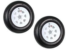 2-Pack ST205/75D15 Trailer Tires with 15-Inch White Spoke Rims, Load Range C, 5-Lug Wheel