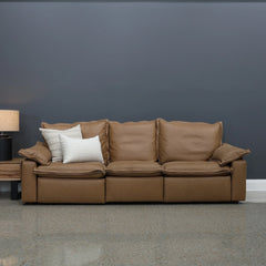 Portland Electric Reclining 3 Seater Tan Leather