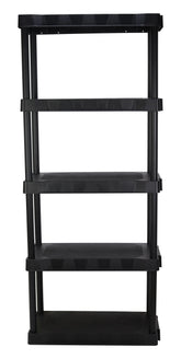 Hyper Tough Plastic 5-Tier Storage Shelf Unit 68.8"H x 30"W x 13.88"D, 350lb Total Capacity, Black