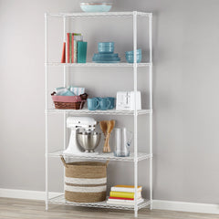 Hyper Tough Steel 5-Tier Storage Shelf Unit 72"H x 36"W x 16"D, 1750lb Total Capacity, White
