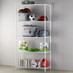 Hyper Tough Steel 5-Tier Storage Shelf Unit 72"H x 36"W x 16"D, 1750lb Total Capacity, White