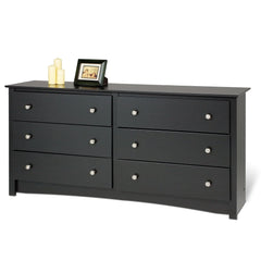 Prepac Sonoma 6 Drawer Wooden Double Dresser, 16" x 59" x 29", Black