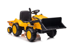 2026 12V Excavator Tractor Trailer Kids Ride On One Seater Electric Truck with RC and Wagon