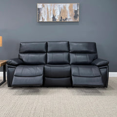 Parkes 3 Seater Electric Sofa Black Leather