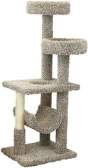 Natural Beauty Multiple Perch Cat Tree, Cat Tree with Scratch Post for All Cat Breeds, Indoor Cat Gym with Perches, Sturdy Wood Construction with Carpet Upholstery Neutral/Round