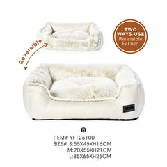 Reversible Pet Bed Soft Plush Dog Bed