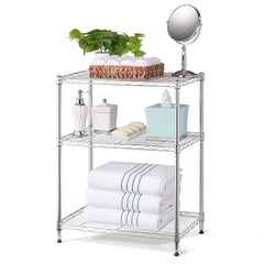Hyper Tough Steel 3-Tier Storage Shelf Unit 30.6"H x 23.2"W x 13.4"D, 750lb Total Capacity, Chrome