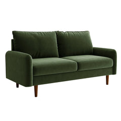 56.3'' Velvet Round Arm Loveseat, Couch with Solid Wood Frame, for Guest Room, Teenager's Room, and Small Apartment,33.1'' H x 56.3'' W x 31.1'' D