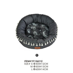 Round Dog Bed Canvas Pet Bed