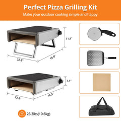 Wildbreak Ourdoor Gas Propane Pizza Oven, 22.8 x 16.5 x 7.1", With Accessories Kit, Silver & Black