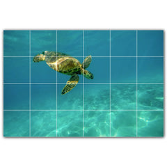 Picture-Tiles.com: Turtle Ceramic Tile Wall Mural WAL501056-54L. 40"W x 32"H using (20) 8" x 8" Ceramic Tiles-Satin Finish