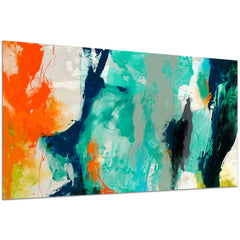 Empire Art Direct Tidal Abstract 2 Frameless Free Floating Tempered Glass Panel Graphic Wall Art, 24" x 48" x 0.2", Ready to Hang