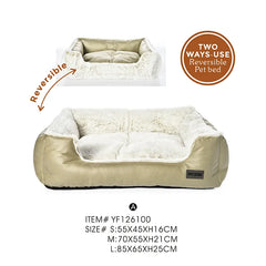 Reversible Pet Bed Soft Plush Dog Bed
