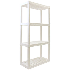 Hyper Tough Plastic Storage Shelves 4-Tier 56" H x 30" W x 14" D 2-Pack White 400 lbs Total Capacity
