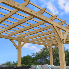 Yardistry Meridian 10' x 22' x 8' Natural Cedar Pergola, Multilevel Design