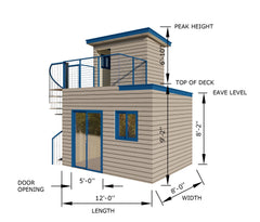Well Done 1 Home Kits Small Spaces - Ocean View with Spiral Stairs - Assembled Size 12'W x 8'D x 16'H