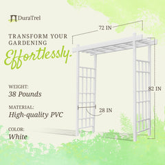 DuraTrel Bakersfield 72"x 85" White Vinyl Arbor