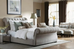 R187 Grandeur Sleigh Upholstered Platform Bed Made in Canada
