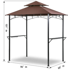 Grezone Outdoor Grill Gazebo Tent BBQ Canopy for Outdoor Grill Shelter BBQ Grill Gazebo Hardtop (L96 x W60 x H101 Inch) Brown
