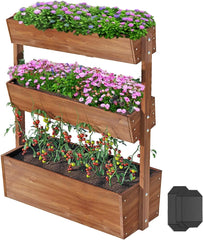 Wilk 33.7 x 17.7 x 46 Raised Garden Bed, 3 Tier Vertical Elevated Wood Planter Box Stand for Backyard, Patio, Balcony