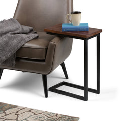 WyndenHall Rhonda Metal C Side Table - 18 W x 10 D x 24 H Natural Stained Wood, Metal Wood, Metal Solid Wood Wood