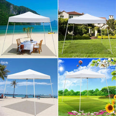 Zimtown 10ft x 10ft Base/8ft x 8ft Outdoor Pop up Tent Folding Gazebo Beach Canopy White