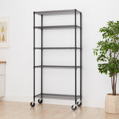 TRINITY 5-tier Wire Shelving Rack, 36' x 18' x 72', Includes Wheels