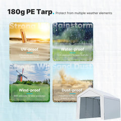 Advance Outdoor 10 x 20 x 95-11 White Heavy Duty Carport