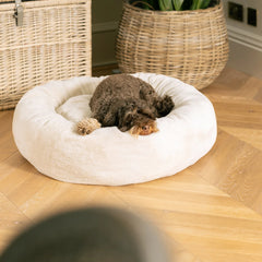 Donut Bed in Calming Anti Anxiety Cream Faux Fur
