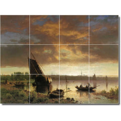 Ceramic Tile Mural-Albert Bierstadt Waterfront Painting 16. 17" w x 12.75" h using (12) 4.25 x 4.25 ceramic tiles