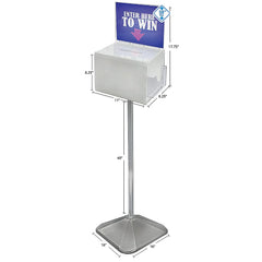 Azar Displays Extra-Large Pedestal Lottery Box With Pocket, 57-3/4"H x 16"W x 16"D, White