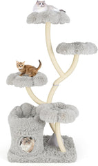 Tangkula Cat Tree Tower, 65 Inch Tall Cat Tower with Sisal Scratching Posts, Flower-Shaped Platforms, Padded Cat Condo, Modern Cat Tree for Indoor Cats Large Adult (Colorful)