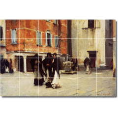Ceramic Tile Mural-John Sargent City Kitchen Tile Mural 17. 25.5" w x 17" h using (24) 4.25 x 4.25 ceramic tiles