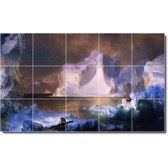 Ceramic Tile Mural-Frederic Church Waterfront Painting 183. 21.25" w x 12.75" h using (15) 4.25 x 4.25 ceramic tiles