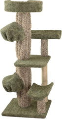 Natural Beauty Multiple Perch Cat Tree, Cat Tree with Scratch Post for All Cat Breeds, Indoor Cat Gym with Perches, Sturdy Wood Construction with Carpet Upholstery Neutral/Round