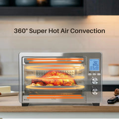 LNC 12-In-1 Large 34QT Countertop Toaster Oven Convection Rotisserie Air Fryer - 19.5" L x 15" W x 12.5" H Silver