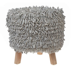 Maison Concepts Long Sag Handwoven Pouf Wooden Stand Light Grey (Multi) 40" X 40" X 40"